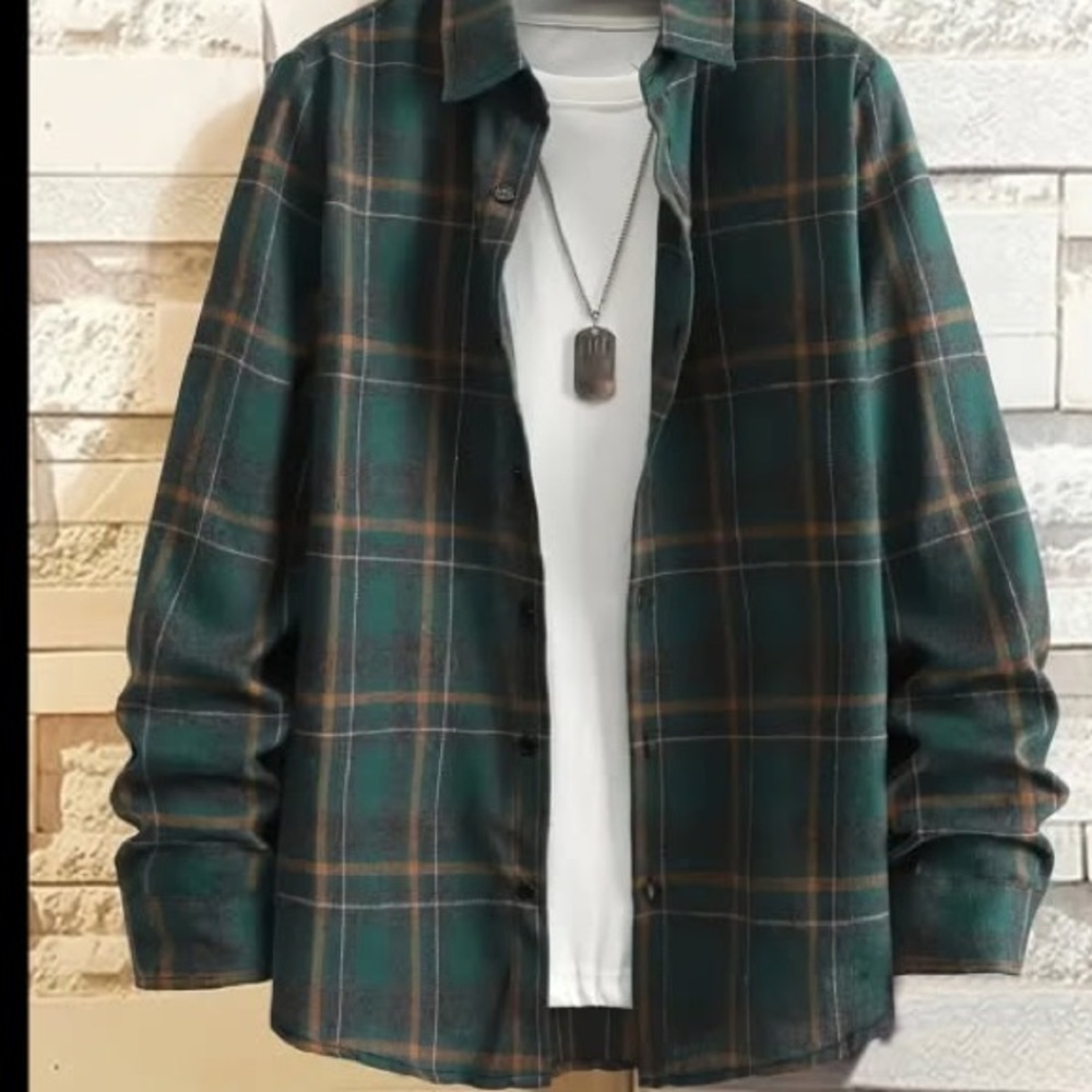 Green Plaid Button-Up Shirt
